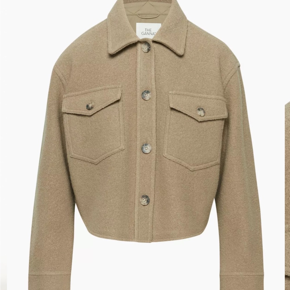 Aritzia Olive Green Cropped Wool Blend Jacket - Picture 2 of 14